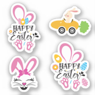 Happy Oaster Niedlich Bunny mit Eggs Collection Pa Aufkleber