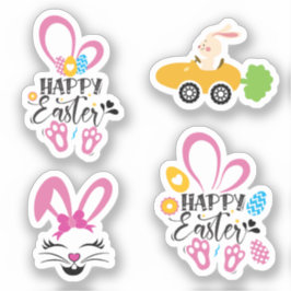 Happy Oaster Niedlich Bunny mit Eggs Collection Pa Aufkleber