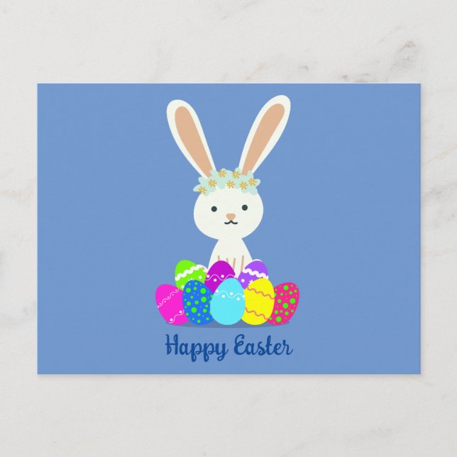 Happy Oaster Niedlich Bunny Rabbit Postkarte (Vorderseite)