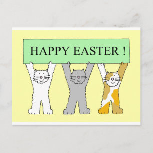 Happy Oaster Niedlich Cartoon Katzen Feiertagspostkarte