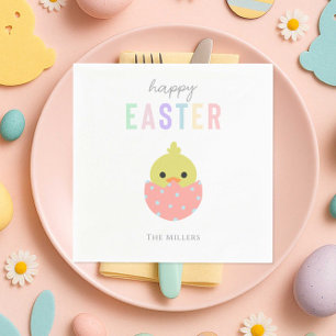 Happy Oaster Niedlich Chick Peep Pastel Typografie Serviette