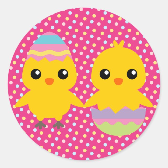Happy Oaster Niedlich Chicks Runder Aufkleber (Vorderseite)