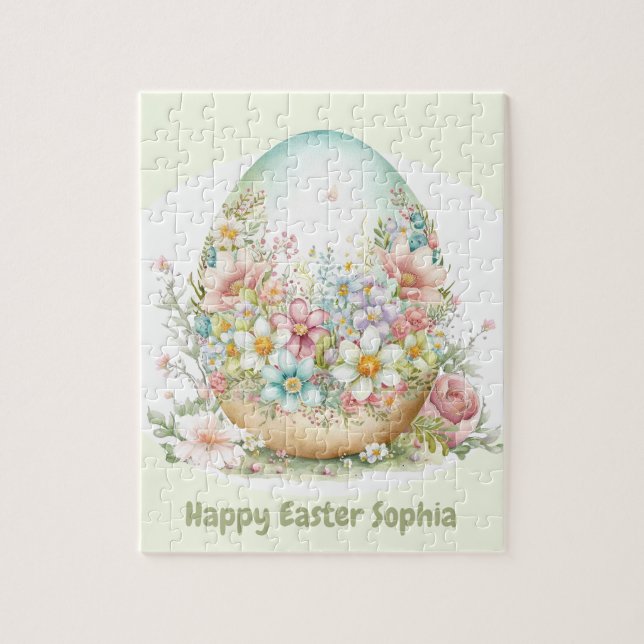 Happy Oaster Niedlich Egg personalisiert Jigsaw Pu (Vertikal)