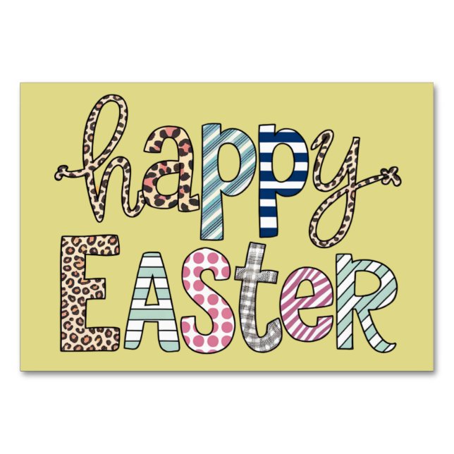 Happy Oaster Niedlich Floral Bunny Spring Leopard Tischnummer (Vorderseite)