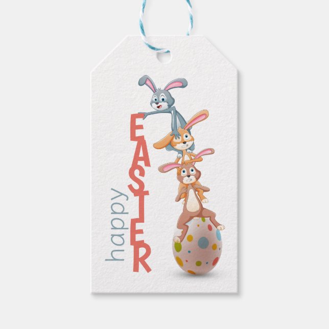 Happy Oaster Niedlich Funny Modern Bunny Rabbit Eg Geschenkanhänger (Vorderseite)