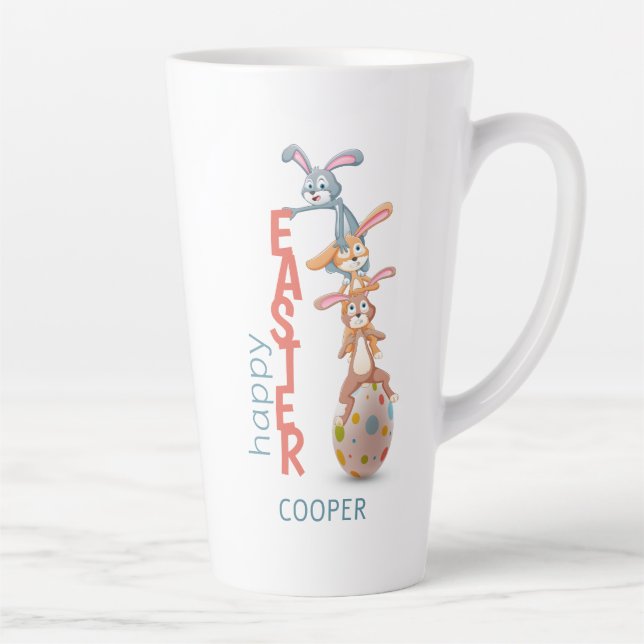 Happy Oaster Niedlich Funny Modern Bunny Rabbit Eg Milchtasse (Rechts)