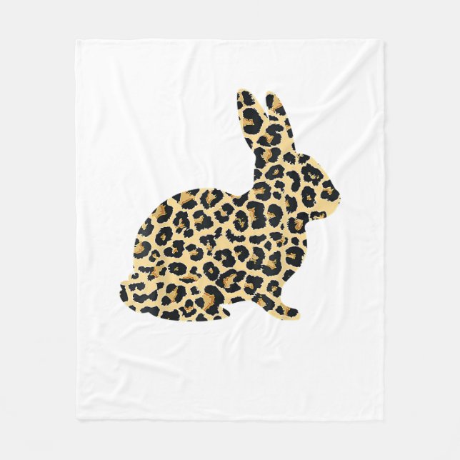 Happy Oaster Niedlich Leopard Bunny Rabbit _1 Fleecedecke (Vorderseite)