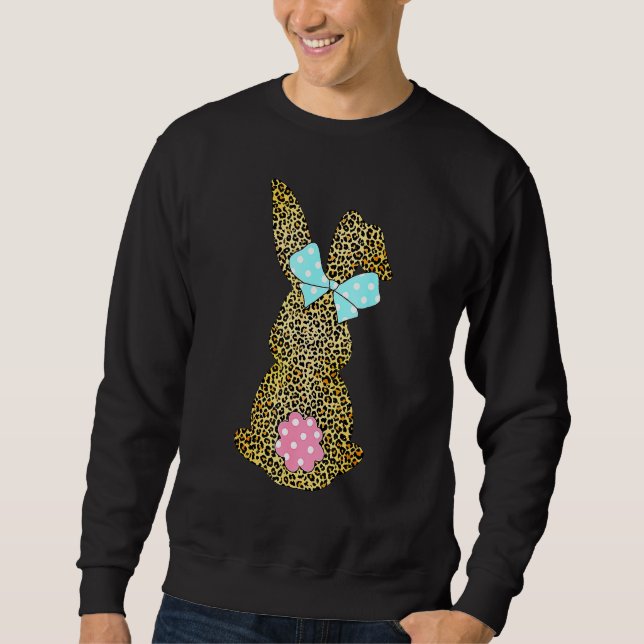 Happy Oaster Niedlich Leopard Bunny Rabbit Funny Sweatshirt (Vorderseite)