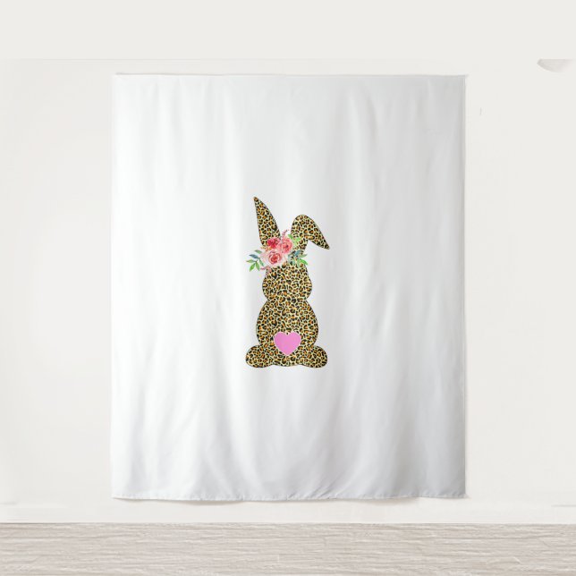 Happy Oaster Niedlich Leopard Bunny Rabbit Wandteppich (Vorderseite)