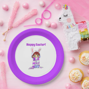 Happy Oaster Niedlich Manga Bunny Girl Cartoon Pappteller