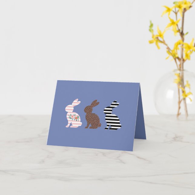Happy Oaster Niedlich Osterleopard Bunny Rabbit Karte (Gelbe Blume)