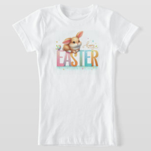 Happy Oaster Niedlich Ostertypografie mit Bunny T-Shirt