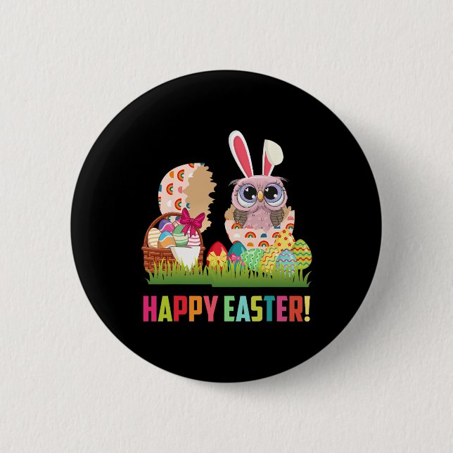 Happy Oaster Niedlich Owl Oldtimer Owl Lover Button (Vorderseite)