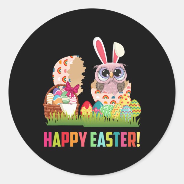 Happy Oaster Niedlich Owl Oldtimer Owl Lover Runder Aufkleber (Vorderseite)