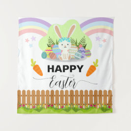 Happy Oaster Niedlich Pastellfarbenhintergrund Wandteppich