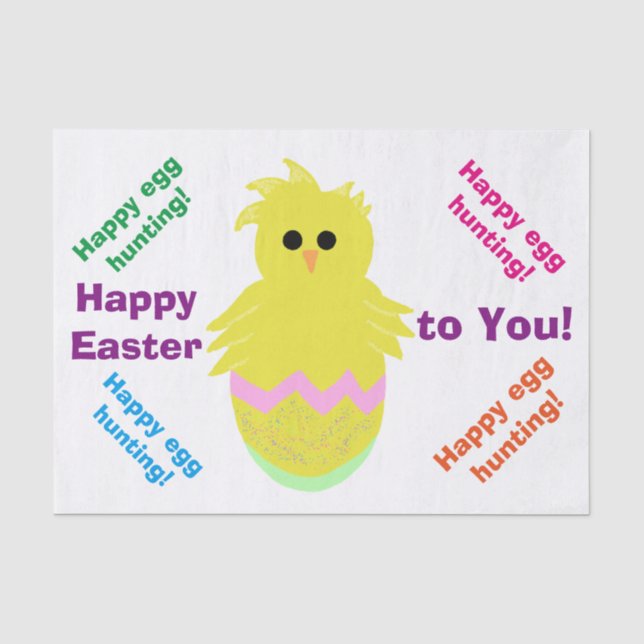 Happy Oaster Niedlich Pink Green Chick Gruß Seidenpapier (Vorderseite)