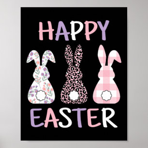 Happy Oaster Niedlich Pink Leopard Karierte Blume Poster