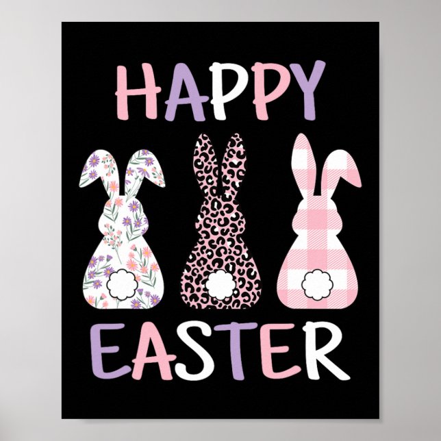 Happy Oaster Niedlich Pink Leopard Karierte Blume  Poster (Vorne)