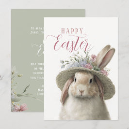 Happy Oaster Niedlich Watercolor Floral Bunny Rabb Karte