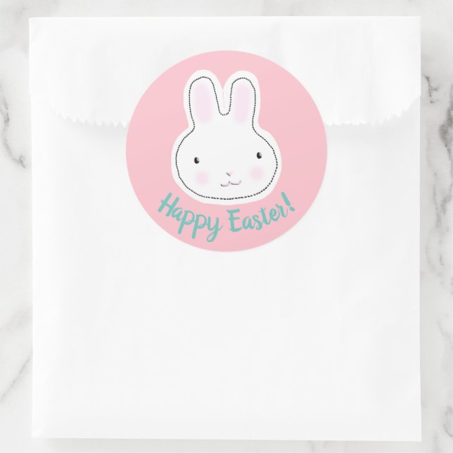 Happy Oaster niedliche Hasen-benutzerdefinierte Sk Runder Aufkleber (Tasche)