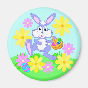 Happy Oaster Niedlicher Cartoon Kaninchen Blume Magnet