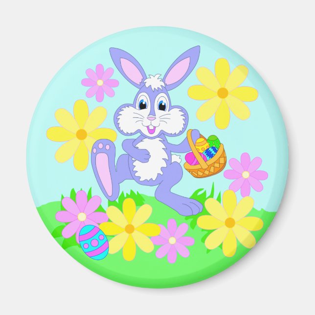 Happy Oaster Niedlicher Cartoon Kaninchen Blume Magnet (Vorne)