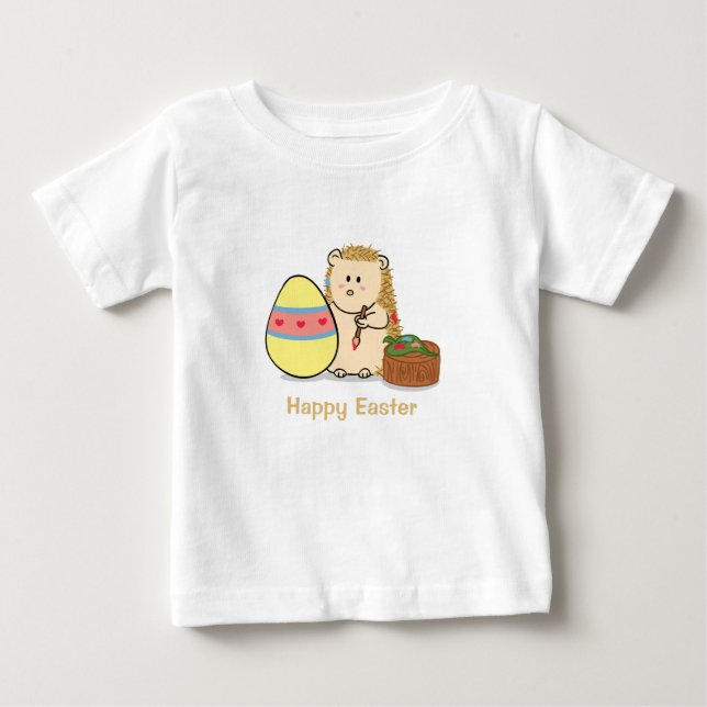 Happy Oaster: Niedlicher Igel, Ei malen Baby T-shirt (Vorderseite)