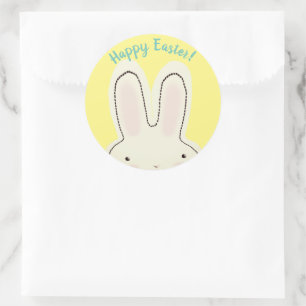 Happy Oaster niedlicher Spaß Bunny peekaboo Skript Runder Aufkleber