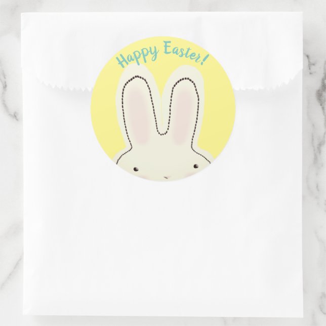 Happy Oaster niedlicher Spaß Bunny peekaboo Skript Runder Aufkleber (Tasche)