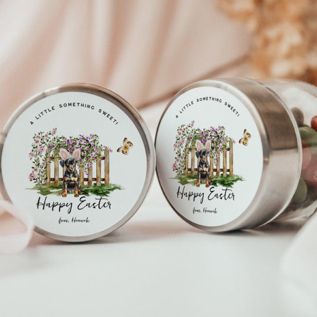 Happy Oaster | Niedlicher Welppy Bunny Personalisi Runder Aufkleber (Von Creator hochgeladen)