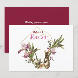 Happy Oaster | Osterblüte Violet Magnolia Wreath Feiertagskarte