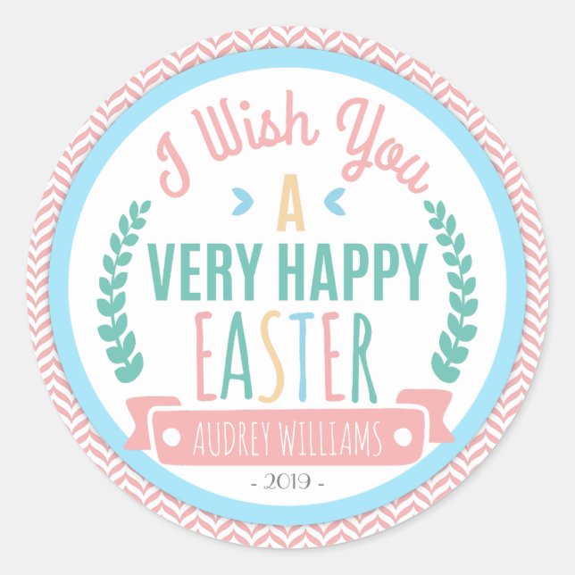 Happy Oaster | Osterwünschtag - Tag Runder Aufkleber (Vorderseite)