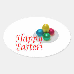 Happy Oaster Ovaler Aufkleber