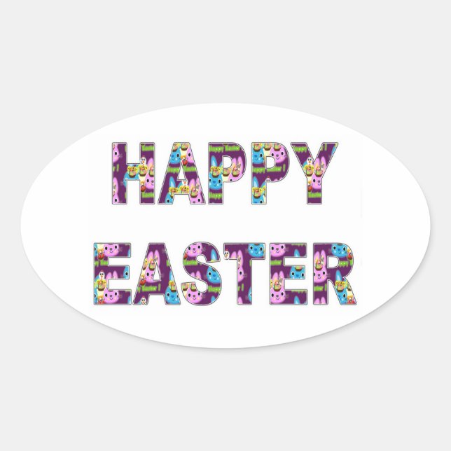 Happy Oaster Ovaler Aufkleber (Vorderseite)