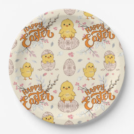 Happy Oaster Paper Plate - Niedliche Chicks & Eier Pappteller
