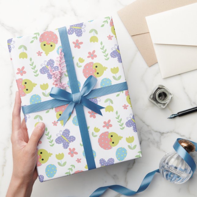 Happy Oaster Pastel Colorful Kawaii Spring Niedlic Geschenkpapier (Schenken)