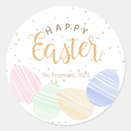 Happy Oaster Pastel Watercolor Eggs Round Sticker