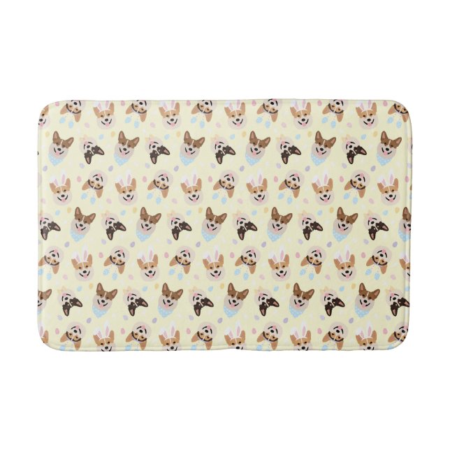 Happy Oaster Pembroke Welsh Corgi Dogs Badematte (Vorderseite)