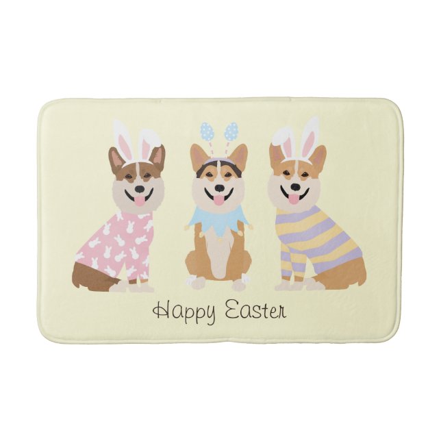 Happy Oaster Pembroke Welsh Corgi Dogs Badematte (Vorderseite)