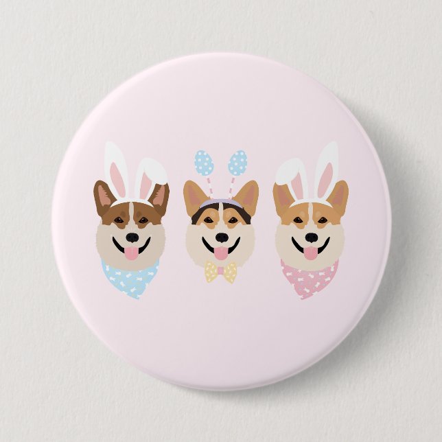 Happy Oaster Pembroke Welsh Corgi Dogs Button (Vorderseite)