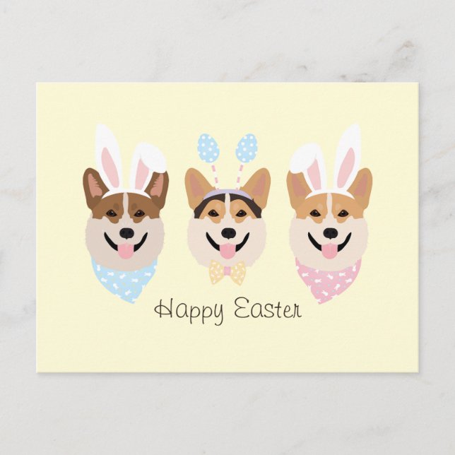 Happy Oaster Pembroke Welsh Corgi Dogs Postkarte (Vorderseite)