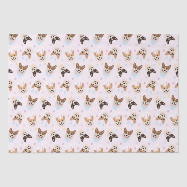 Happy Oaster Pembroke Welsh Corgi Dogs Seidenpapier (Vorderseite)