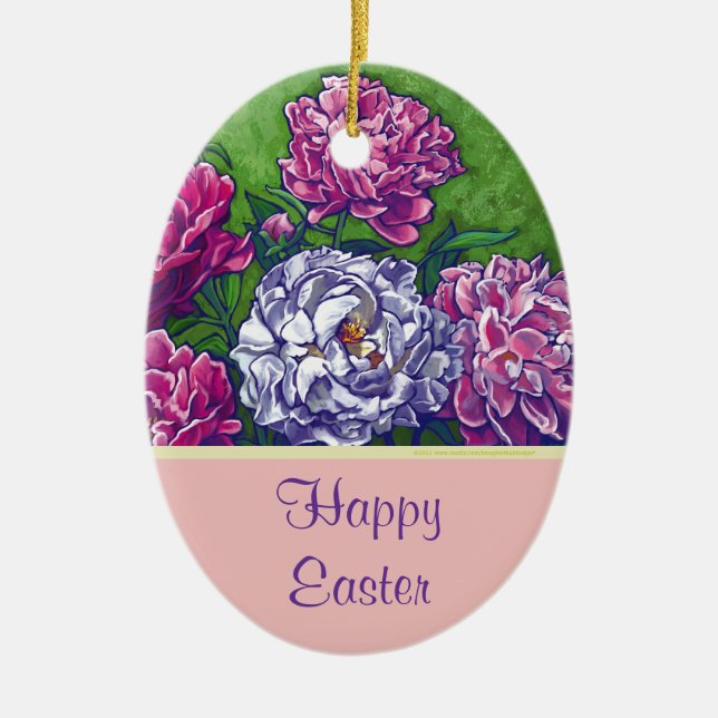 Happy Oaster Peonies Decoration Keramikornament (Vorne)
