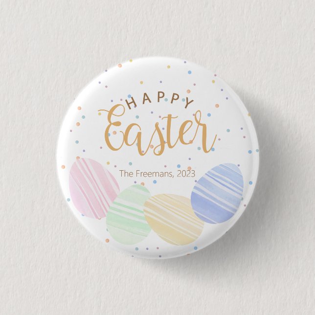 Happy Oaster Personalisiert Watercolor Eggs Button (Vorderseite)