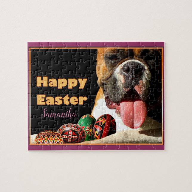 Happy Oaster personalisierter Boxer-Puzzle (Horizontal)