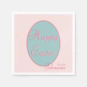 Happy Oaster Pink Blue Oaster Egg Party Serviette