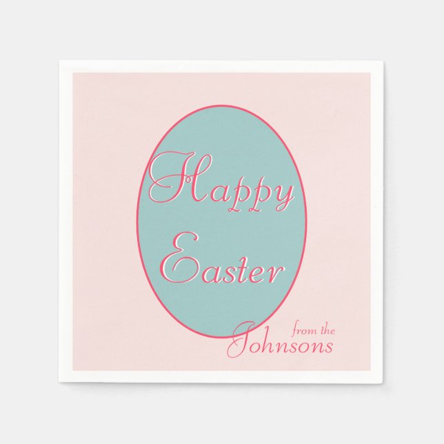Happy Oaster Pink Blue Oaster Egg Party Serviette (Vorderseite)