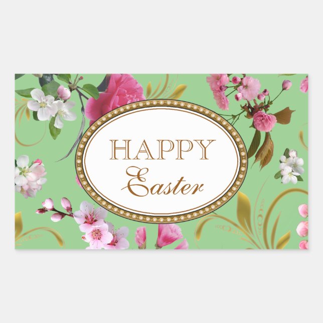 Happy Oaster Pink Blume Rechteckiger Aufkleber (Vorderseite)