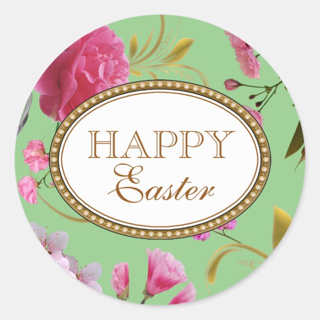 Happy Oaster Pink Blume Runder Aufkleber (Vorderseite)