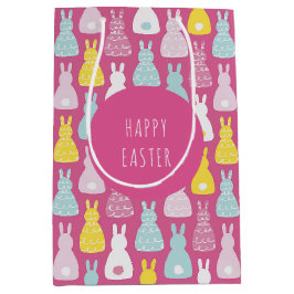 Happy Oaster Pink Bunny Rabbit Mittlere Geschenktüte